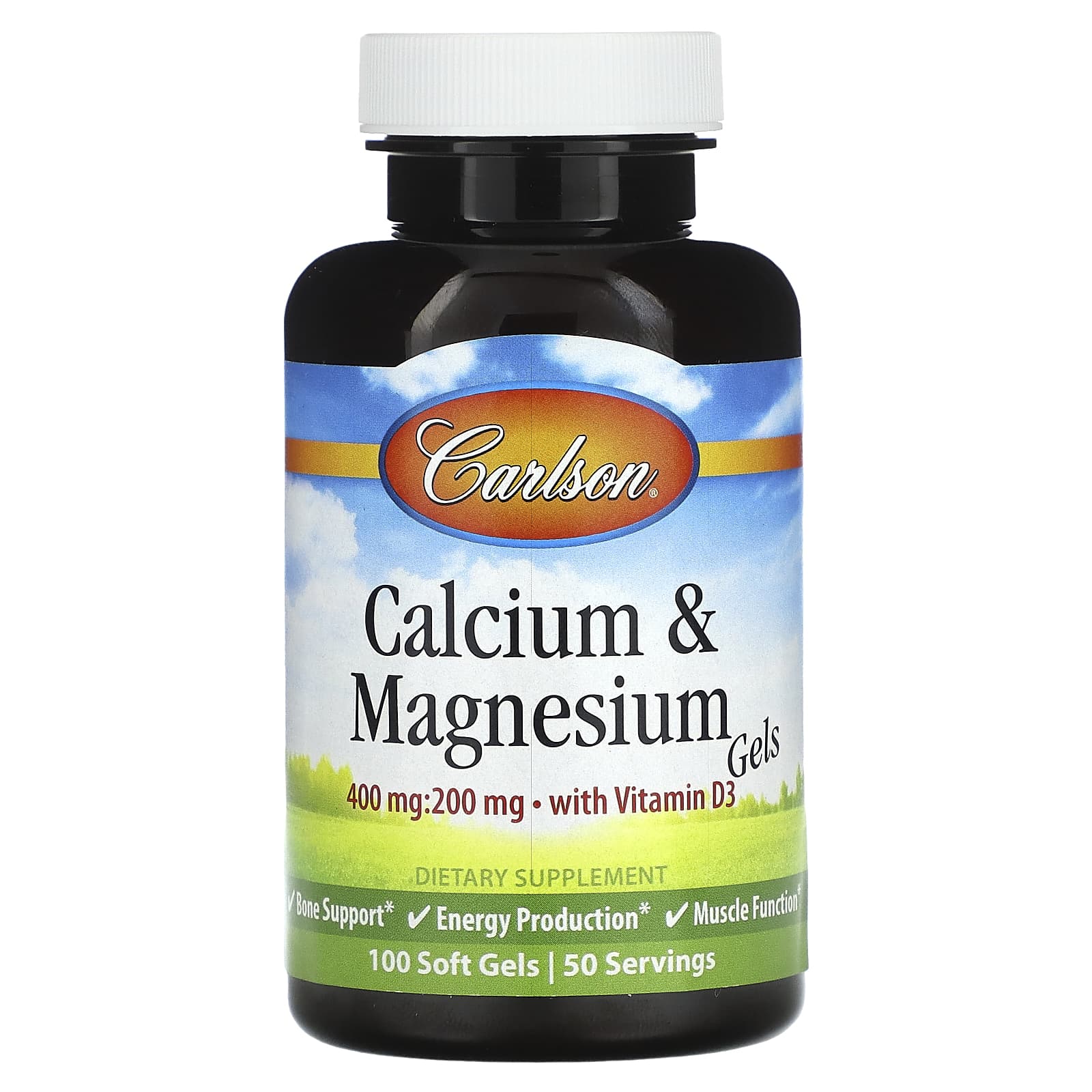 Carlson Calcium & Magnesium Gels with Vitamin D3 100 Soft Gels - Image 1