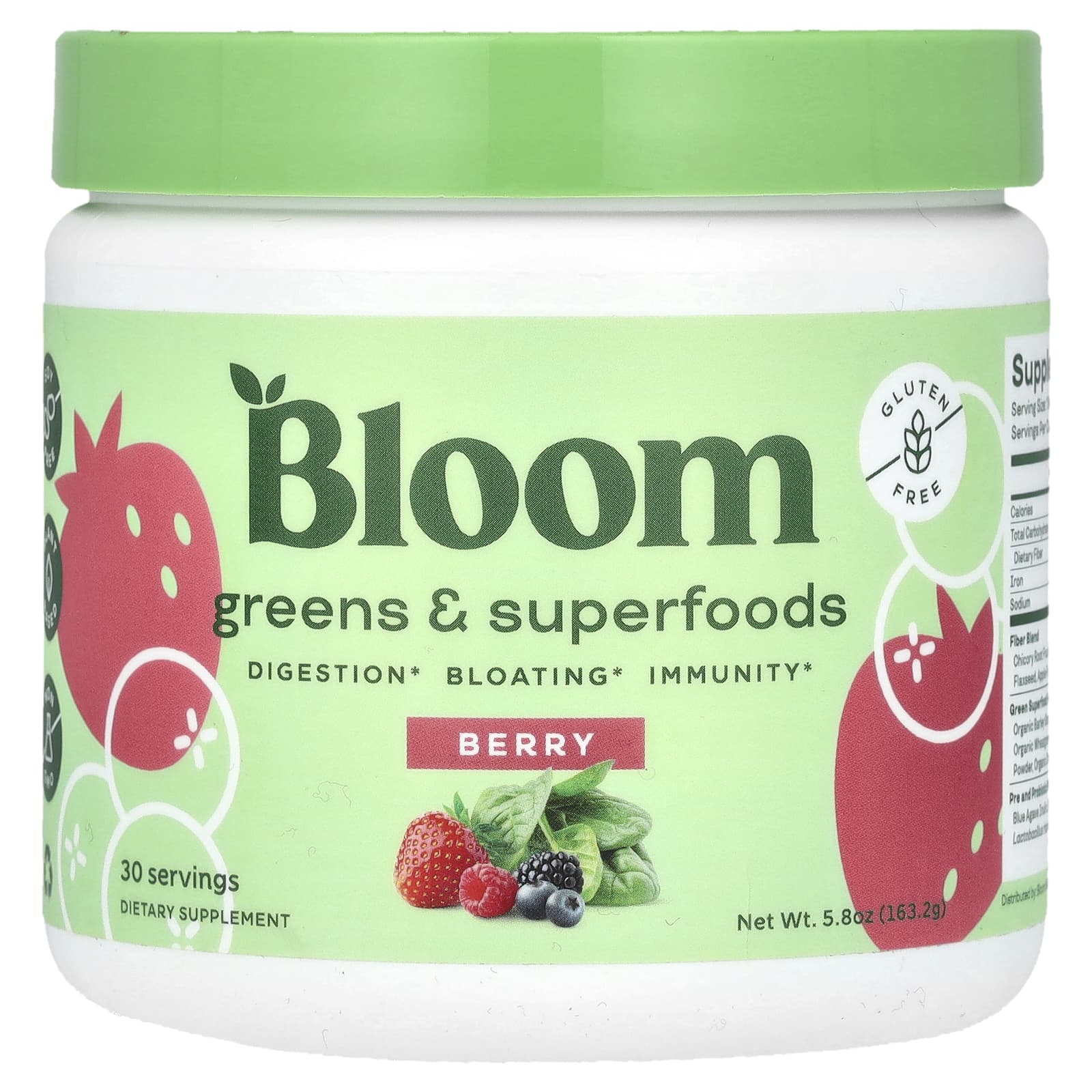 Bloom Berry Greens & Superfoods for Gut Health, 5.8 oz - Image 1