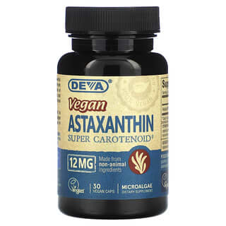 Vegan Astaxanthin Supplement - 12mg, 30 Capsules, 100% Vegetarian