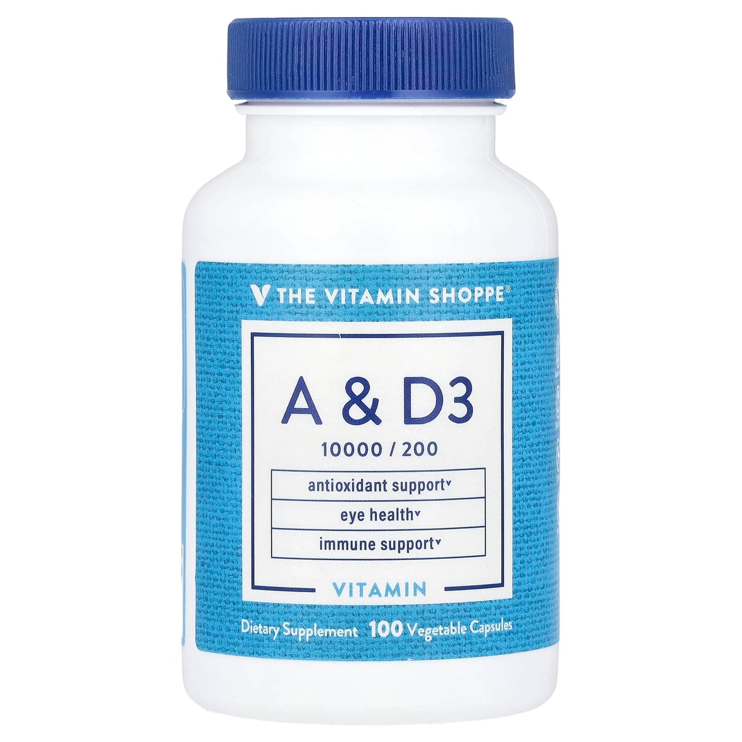 The Vitamin Shoppe, Vitamin A & D3, 100 Vegetable Capsules - Image 1