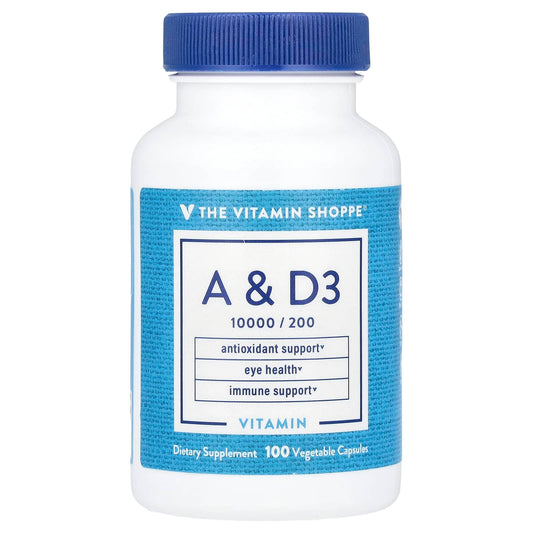 The Vitamin Shoppe, Vitamin A & D3, 100 Vegetable Capsules - Image 1