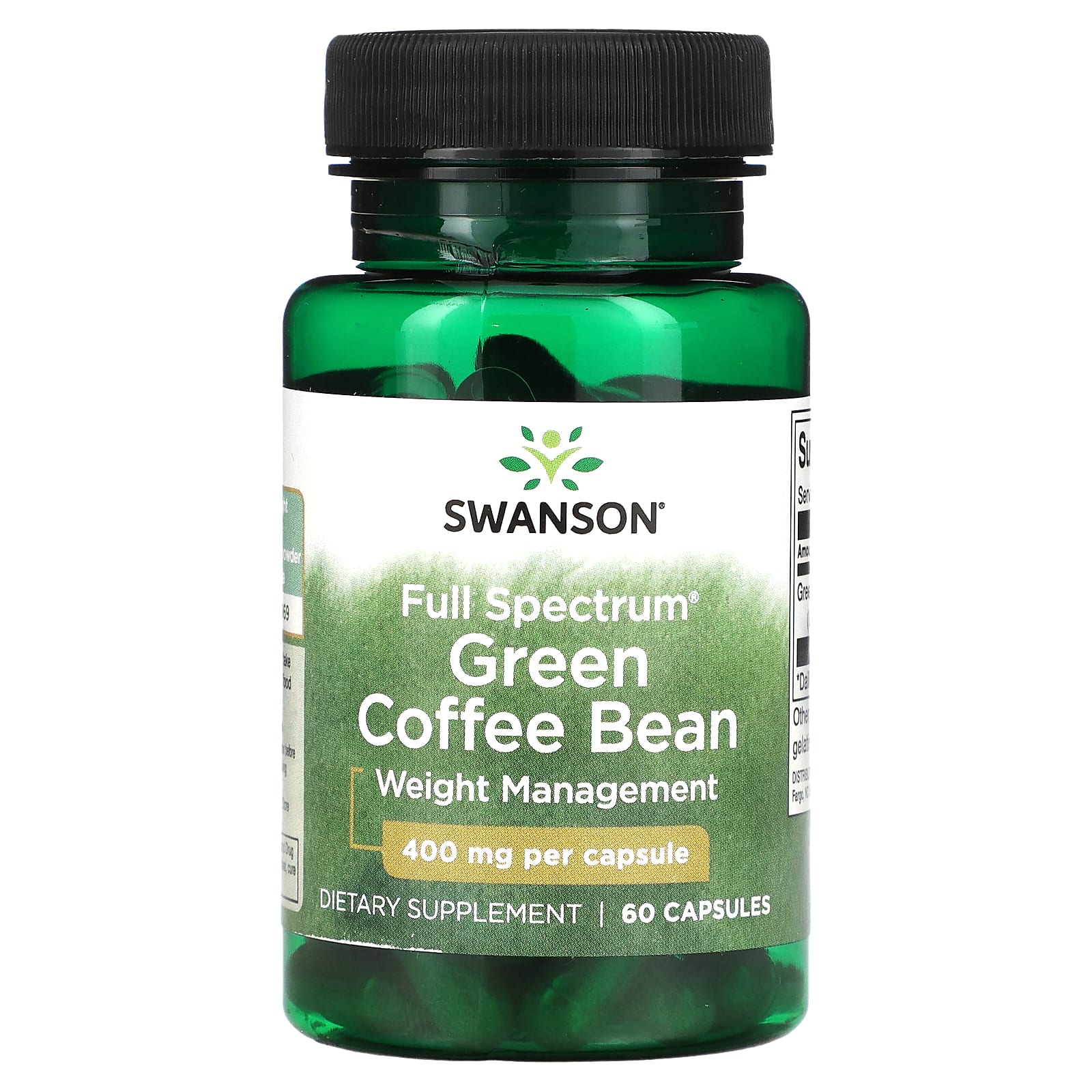 Swanson, Full Spectrum Green Coffee Bean, 400 mg, 60 Capsules - Image 1