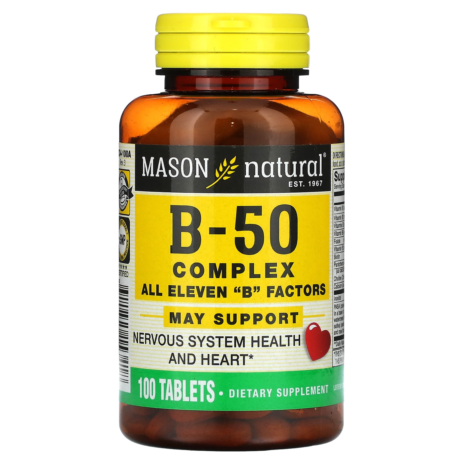 Mason Natural, B-50 Complex, 100 Tablets - Image 1