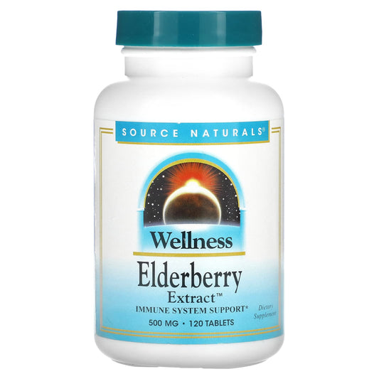 Source Naturals, Wellness, Elderberry Extract, 120 Tablets - Image 1