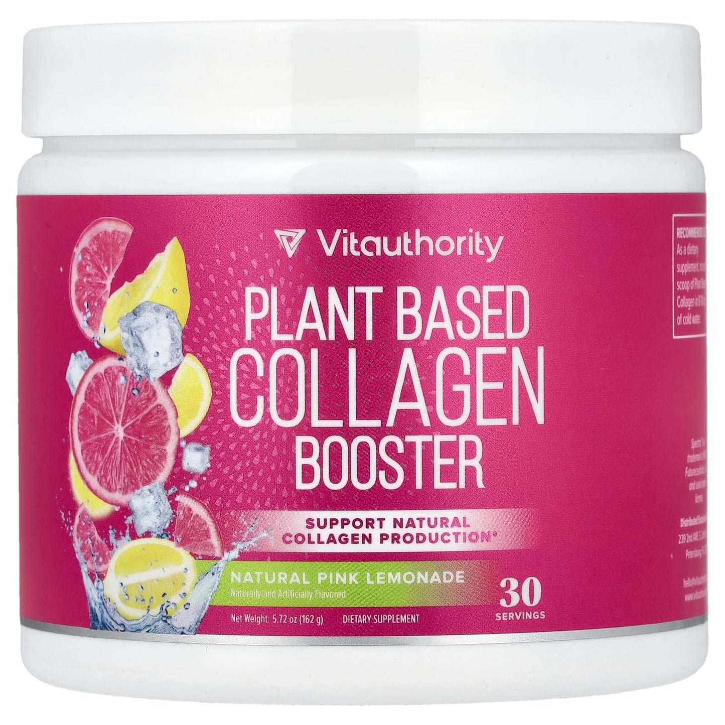 Vitauthority, Plant Based Collagen Booster, Natural Pink Lemonade , 5.72 oz (162 g) - Image 1