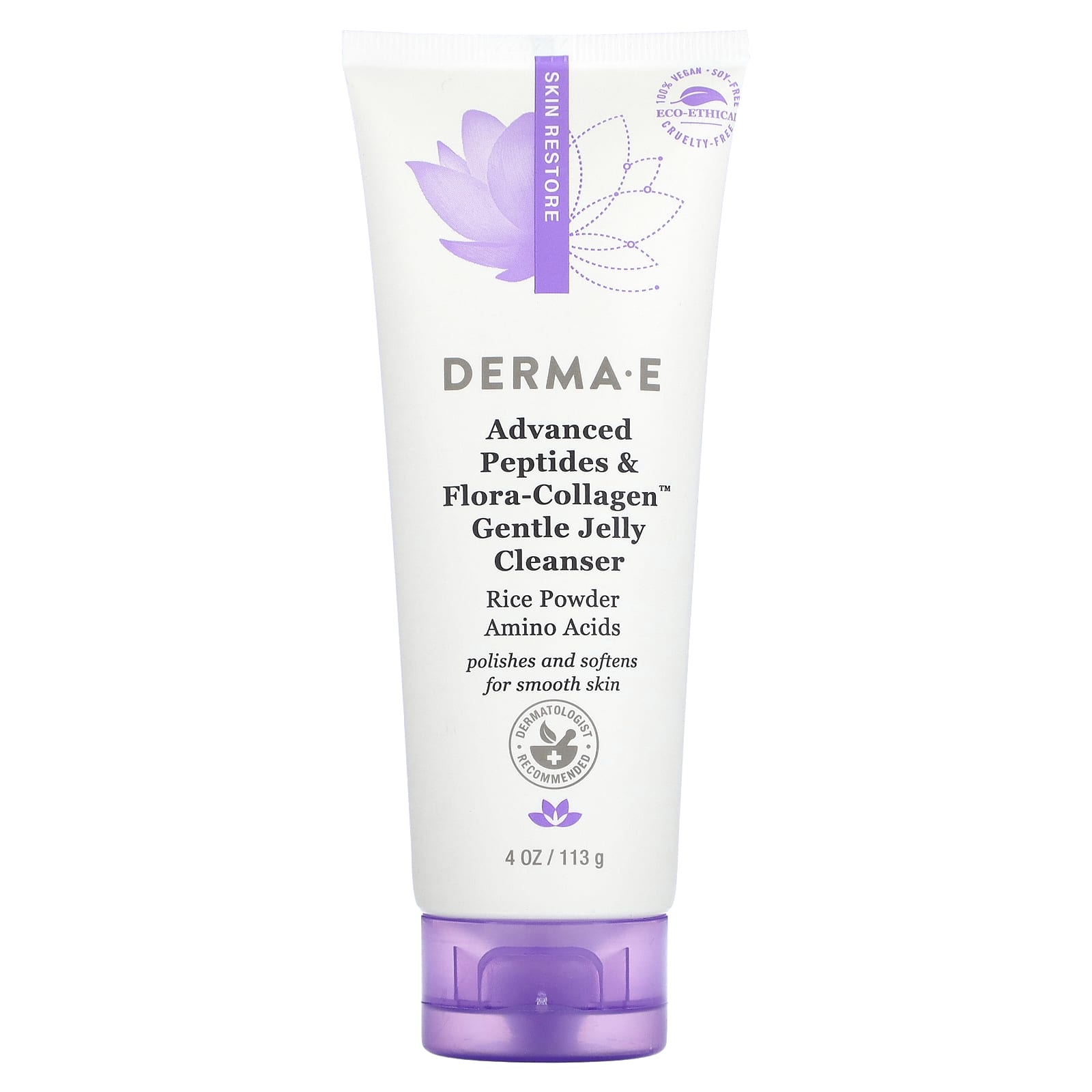 DERMA E Gentle Face Cleanser with Peptides & Flora-Collagen, 4 oz - Image 1