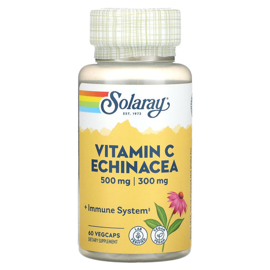 Solaray, Vitamin C, Echinacea, 60 VegCaps - Image 1