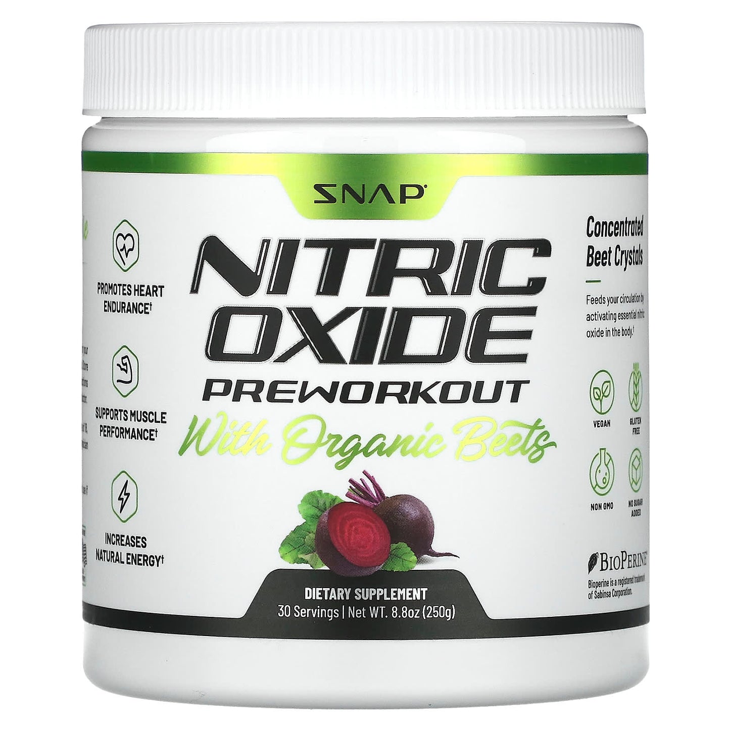 Snap Supplements, Nitric Oxide Preworkout with Organic Beets, 8.8 oz (250 g) - Image 1