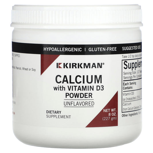 Kirkman Labs, Calcium With Vitamin D3 Powder, Unflavored, 8 oz (227 g) - Image 1