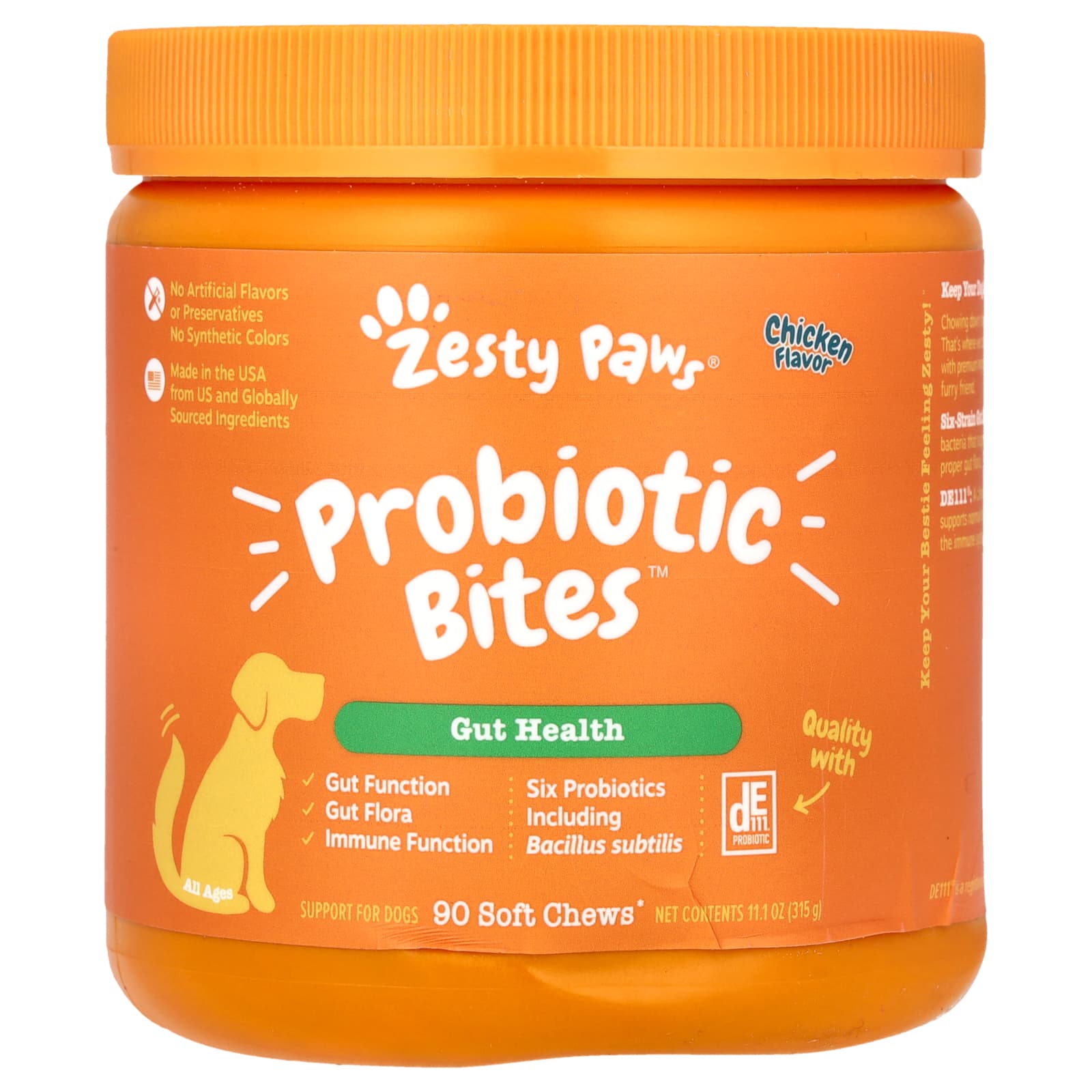 Zesty Paws, Probiotic Bites, For Dogs, All Ages, Chicken, 90 Soft Chews, 11.1 oz (315 g) - Image 1