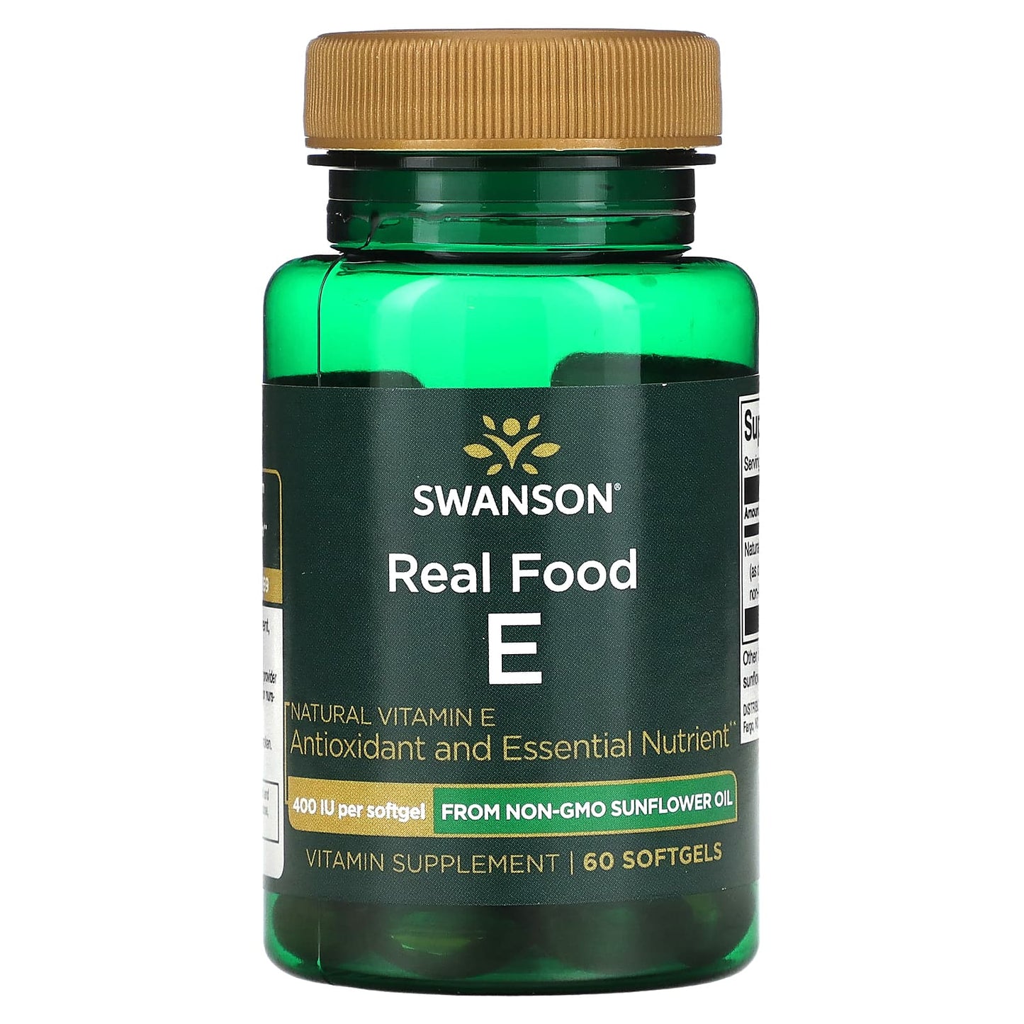 Swanson, Real Food E, 400 IU, 60 Softgels - Image 1