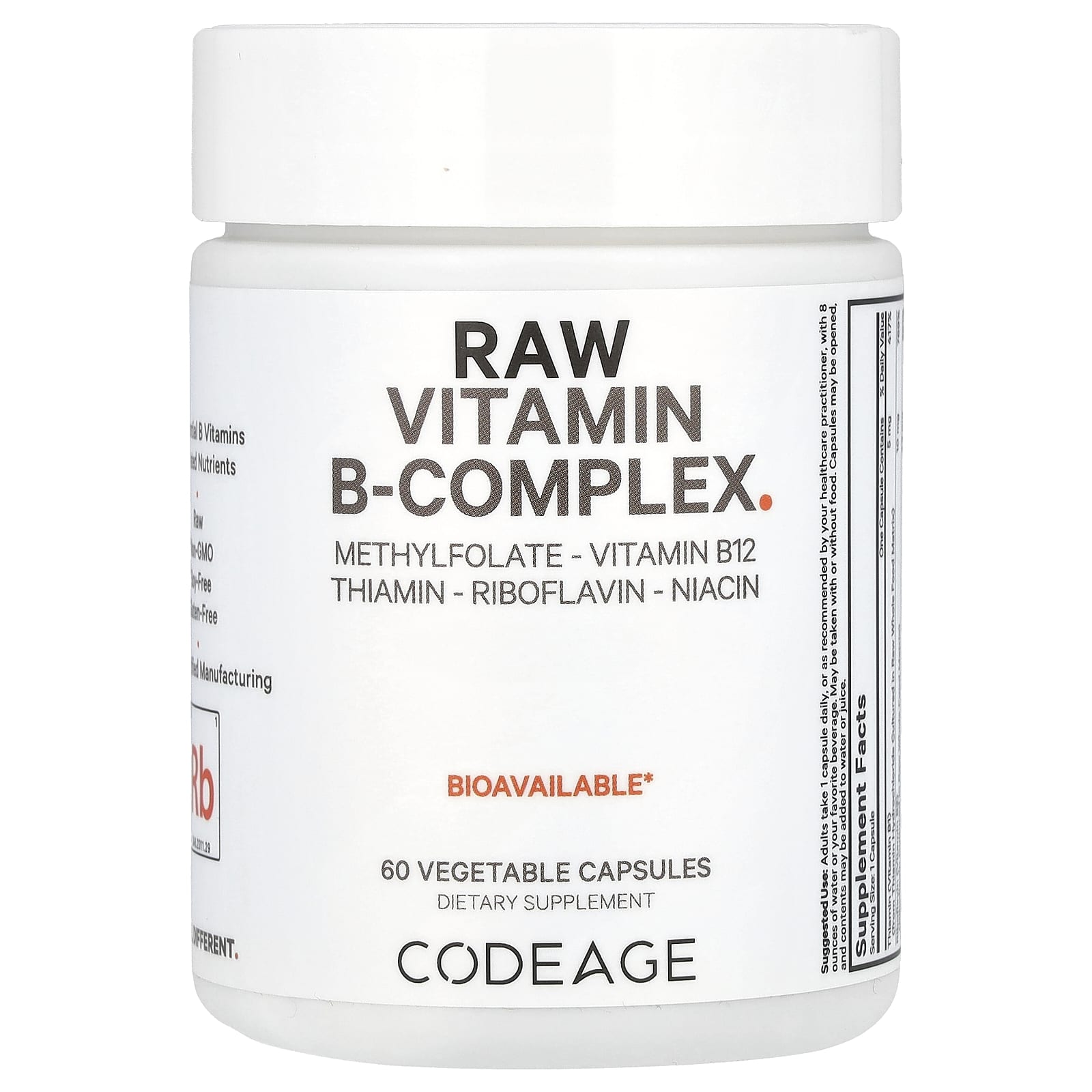 Codeage Raw Vitamin B-Complex Supplement - 8 Essential B Vitamins - Image 1