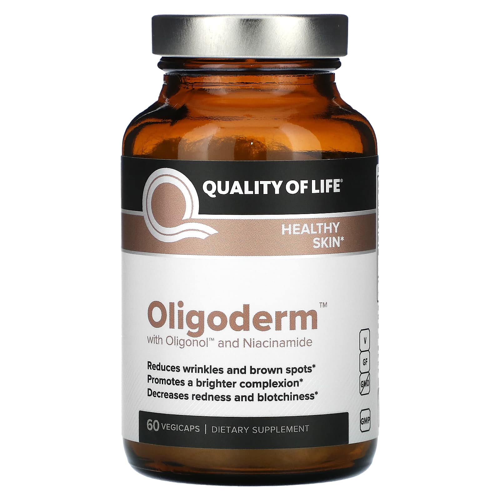 Quality of Life, Oligoderm with Oligonol and Niacinamide, 60 VegiCaps - Image 1