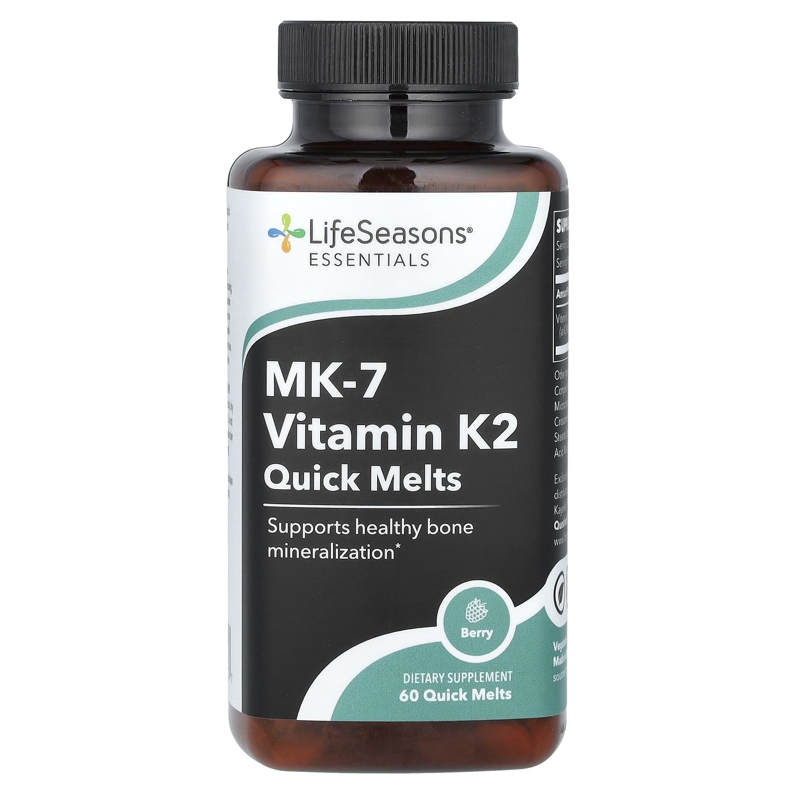 LifeSeasons, Essential, MK-7 Vitamin K2 , Quick Melts, Berry, 60 Quick Melts (100 mcg per Melt) - Image 1