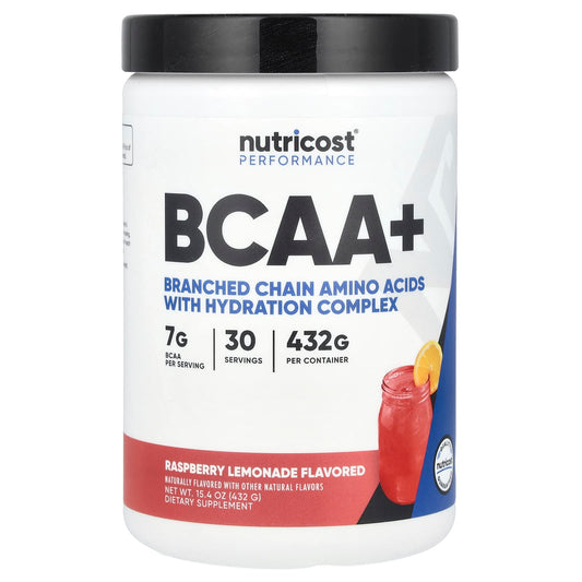 Nutricost, Performance, BCAA+, Raspberry Lemonade, 15.4 oz (432 g) - Image 1