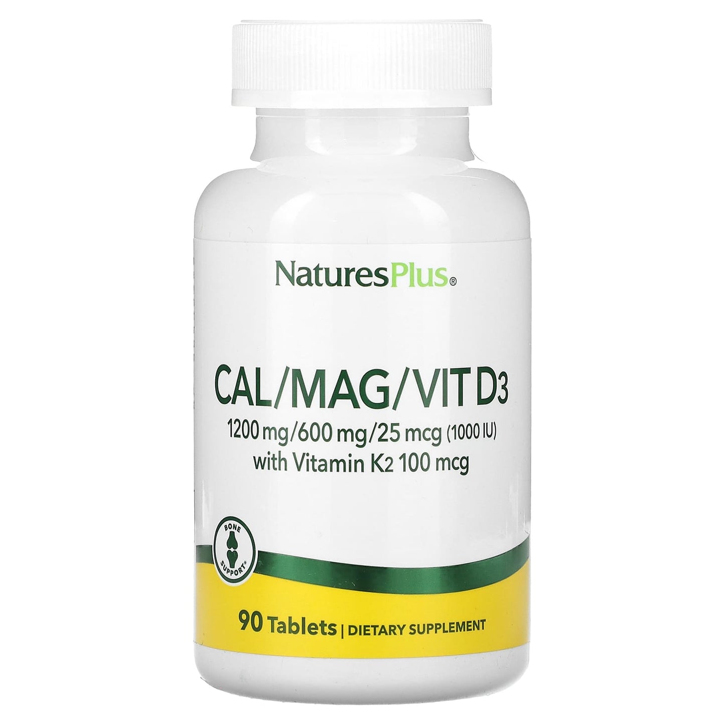 NaturesPlus, Cal/Mag/Vit D3 with Vitamin K2, 90 Tablets - Image 1