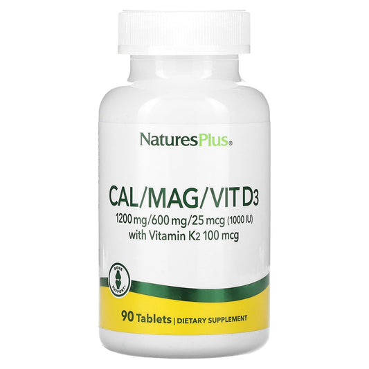 NaturesPlus, Cal/Mag/Vit D3 with Vitamin K2, 90 Tablets - Image 1