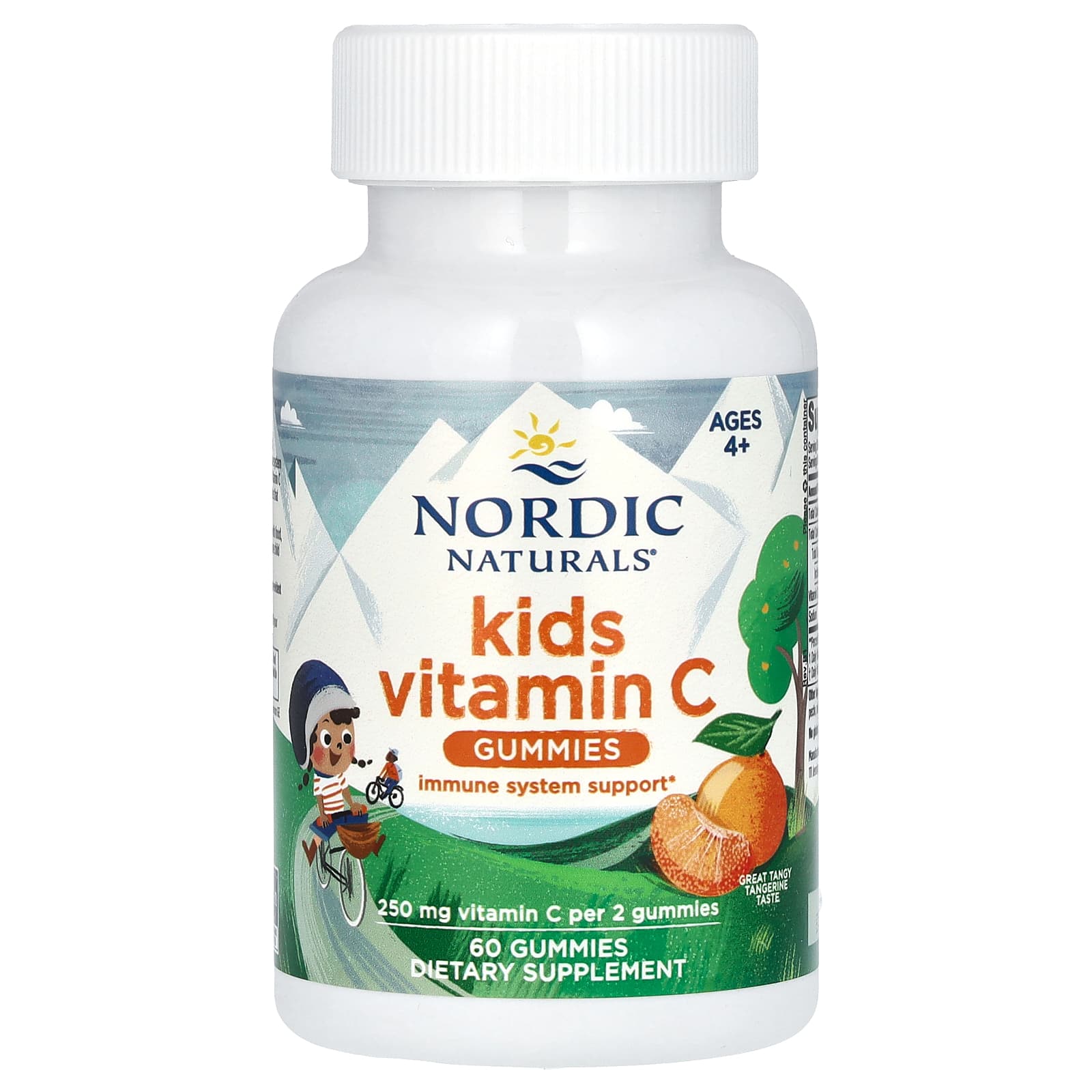Nordic Naturals, Kids Vitamin C Gummies, Ages 4+, Tangy Tangerine, 60 Gummies (125 mg per Gummy) - Image 1