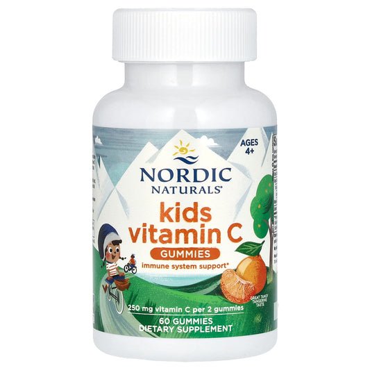 Nordic Naturals, Kids Vitamin C Gummies, Ages 4+, Tangy Tangerine, 60 Gummies (125 mg per Gummy) - Image 1