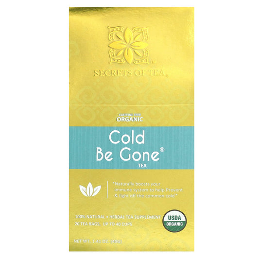 Secrets of Tea, Organic Cold Be Gone Tea, Caffeine Free, 20 Tea Bags, 1.41 oz (40 g) - Image 1