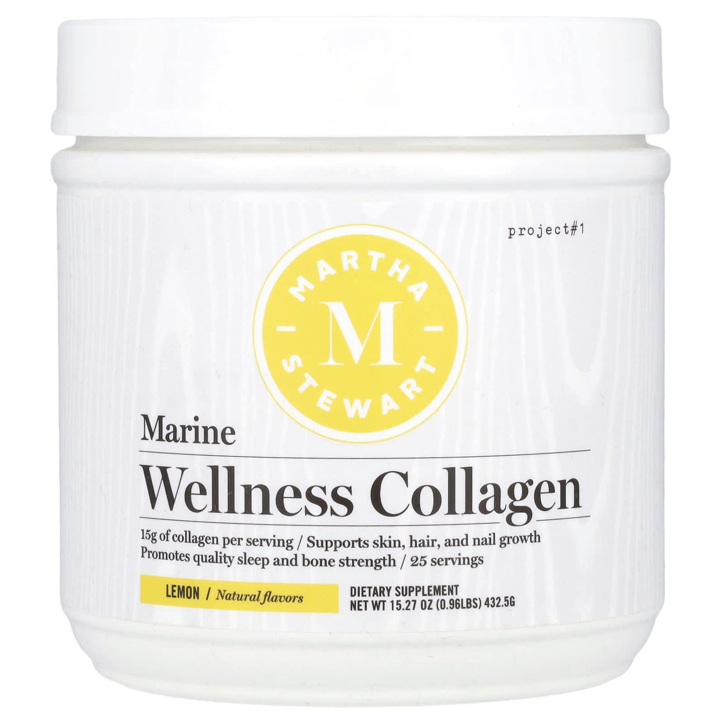 Martha Stewart Wellness, Marine Wellness Collagen, Lemon, 15.27 oz (432.5 g) - Image 1