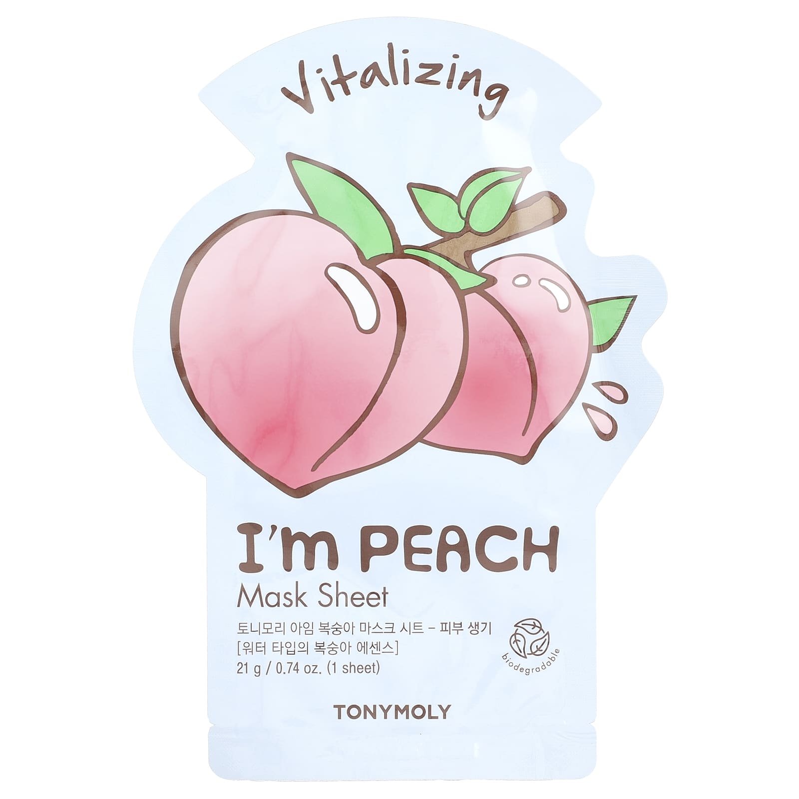 TonyMoly, I'm Peach, Vitalizing Beauty Mask Sheet, 1 Sheet, 0.74 oz (21 g) - Image 1