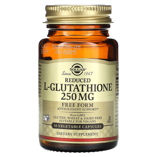 Solgar, Reduced L-Glutathione, 250 mg, 30 Vegetable Capsules - Image 1