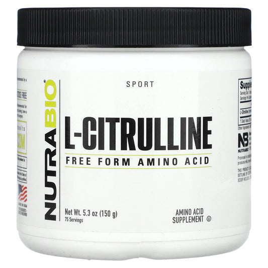 NutraBio, L-Citrulline, Free Form Amino Acid, 5.3 oz (150 g) - Image 1