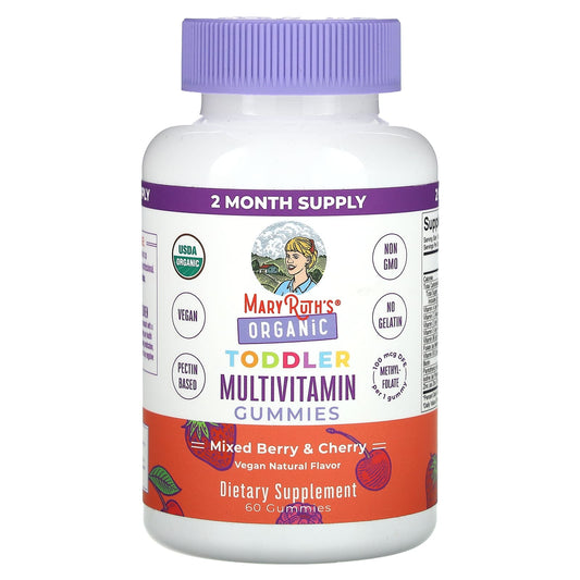 MaryRuth's, Organic Toddler Multivitamin Gummies, Mixed Berry & Cherry, 100 mcg DFE, 60 Gummies - Image 1