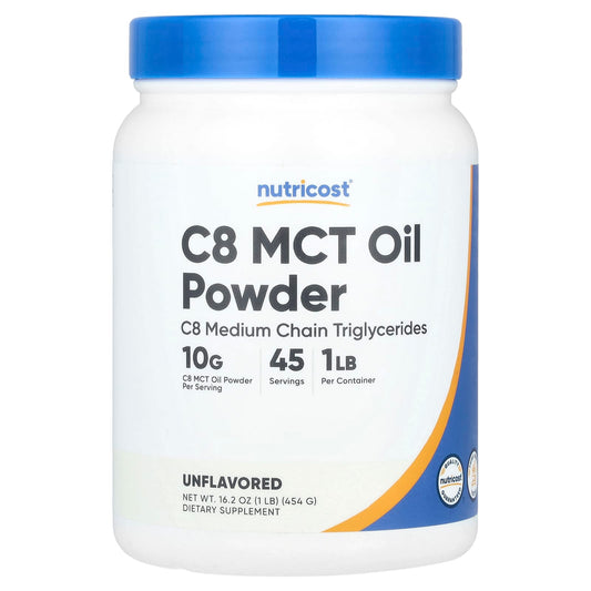 Nutricost, C8 MCT Oil Powder, Unflavored, 1 lb (454 g) - Image 1