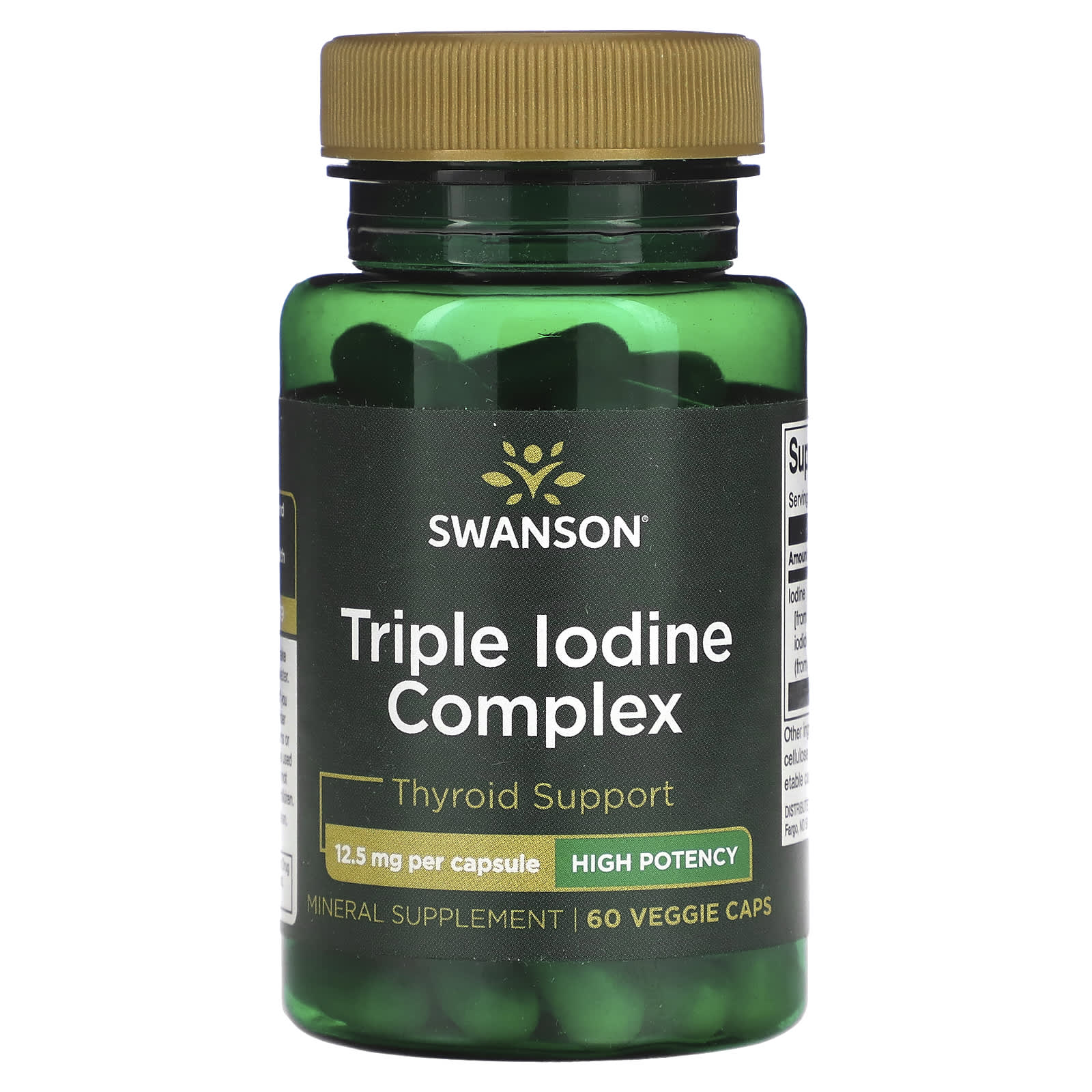 Swanson, Triple Iodine Complex, High Potency, 12.5 mg, 60 Veggie Caps - Image 1