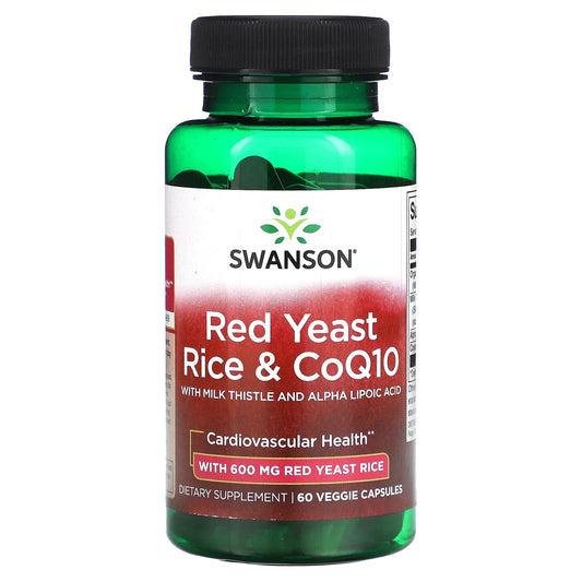 Swanson, Red Yeast Rice & CoQ10 with Milk Thistle and Alpha Lipoic Acid, 60 Veggie Capsules - Image 1