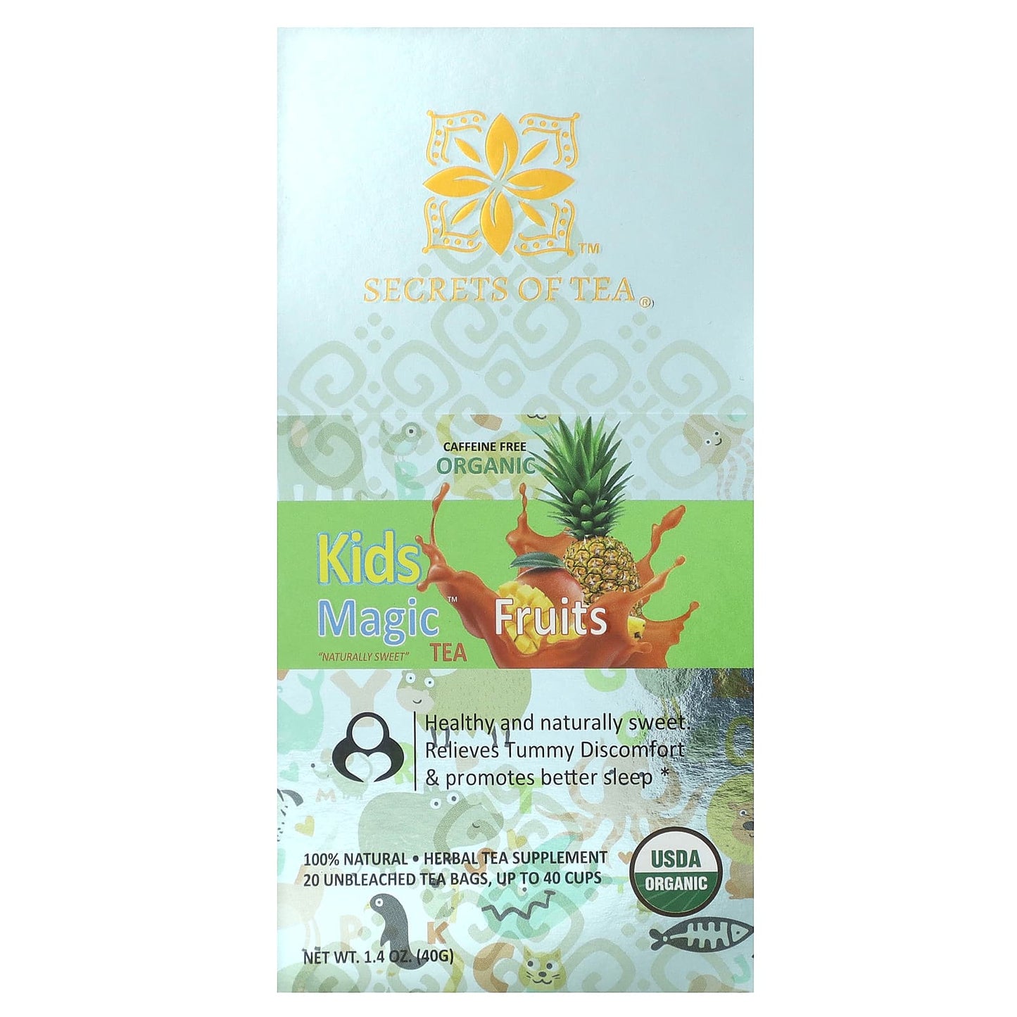 Secrets of Tea, Kids Magic Tea, Caffeine Free, Fruits, 20 Unbleached Tea Bags, 1.4 oz (40 g) - Image 1