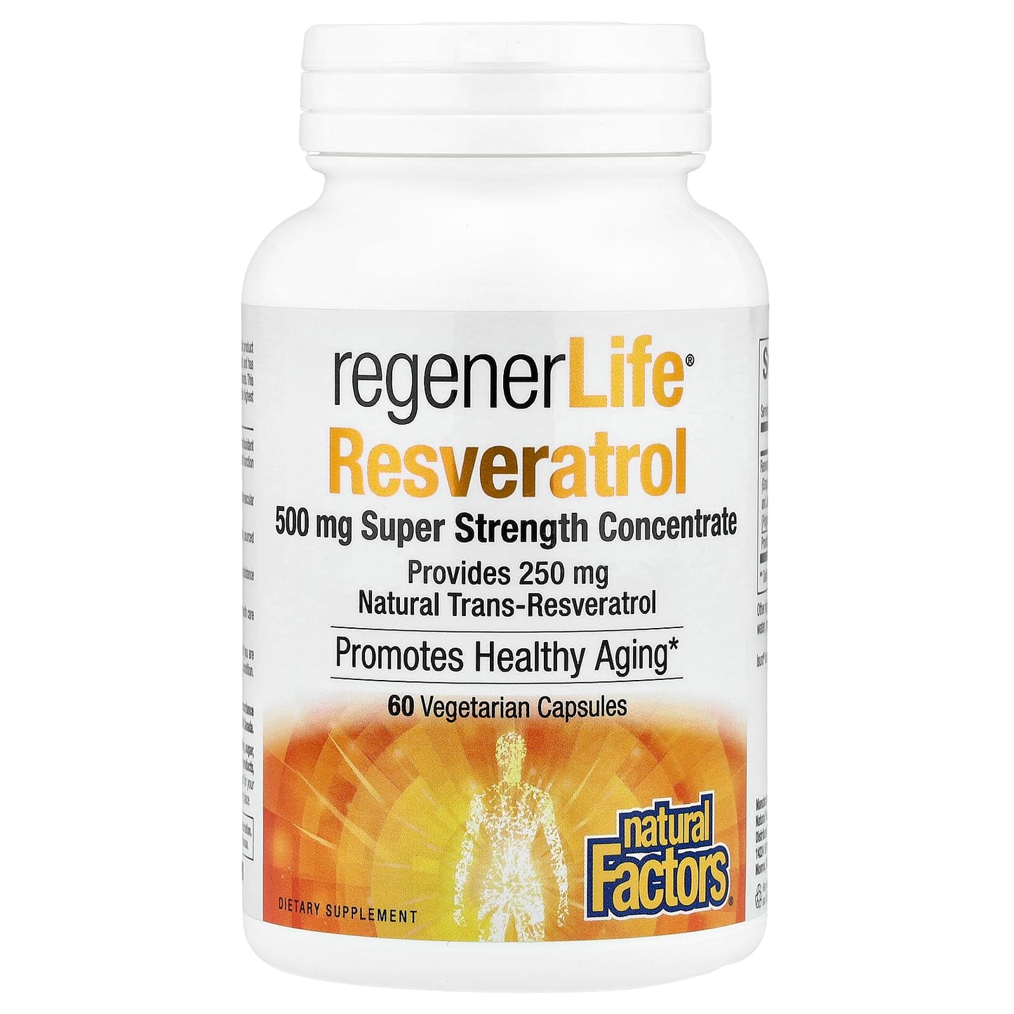 Natural Factors, RegenerLife® Resveratrol, 500 mg, 60 Vegetarian Capsules - Image 1