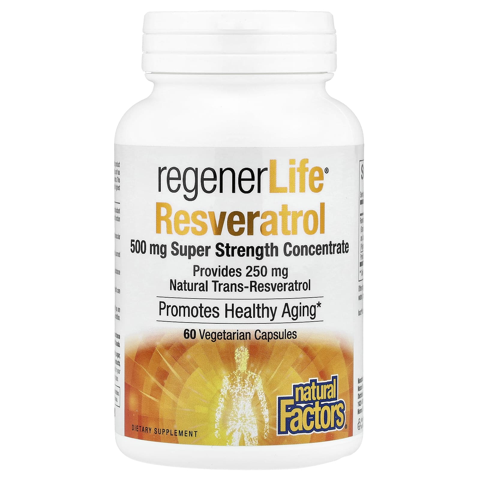 Natural Factors, RegenerLife® Resveratrol, 500 mg, 60 Vegetarian Capsules - Image 1