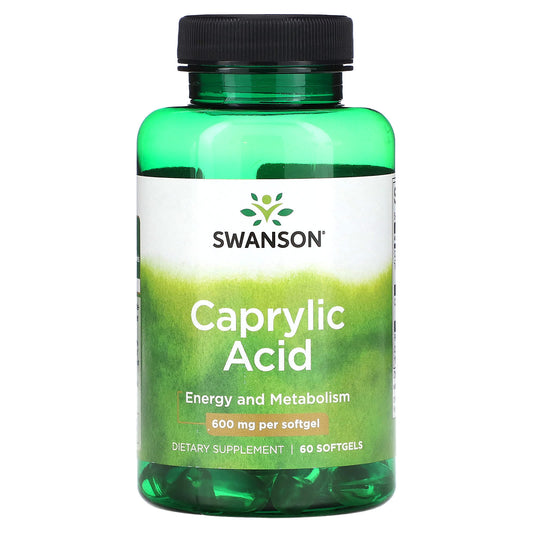 Swanson, Caprylic Acid, 600 mg, 60 Softgels - Image 1