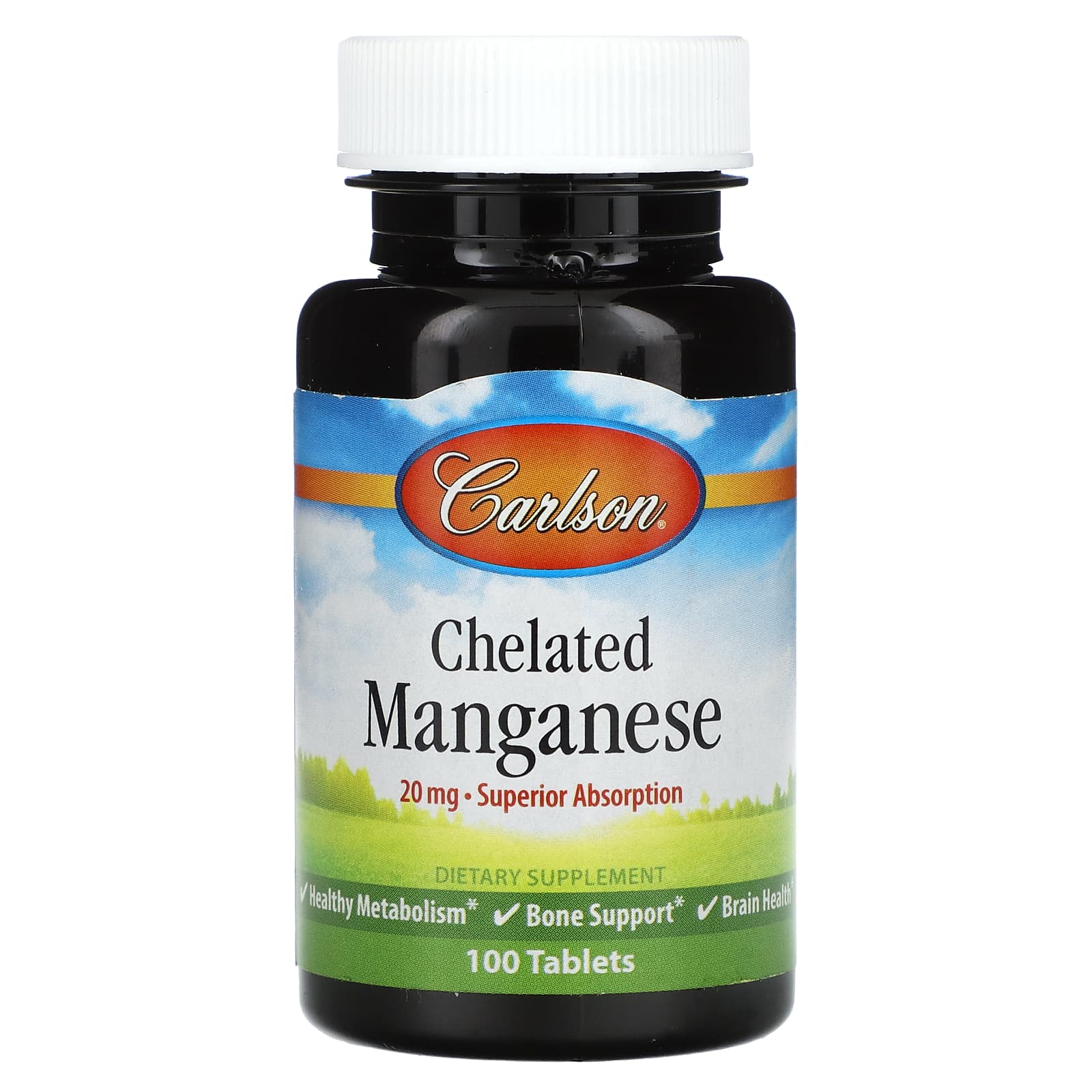 Carlson Chelated Manganese Supplement, 20mg, 100 Tablets - Image 1