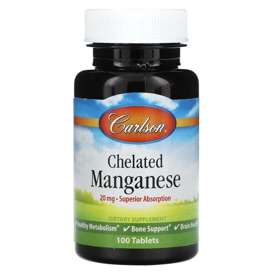 Carlson Chelated Manganese Supplement, 20mg, 100 Tablets - Image 1