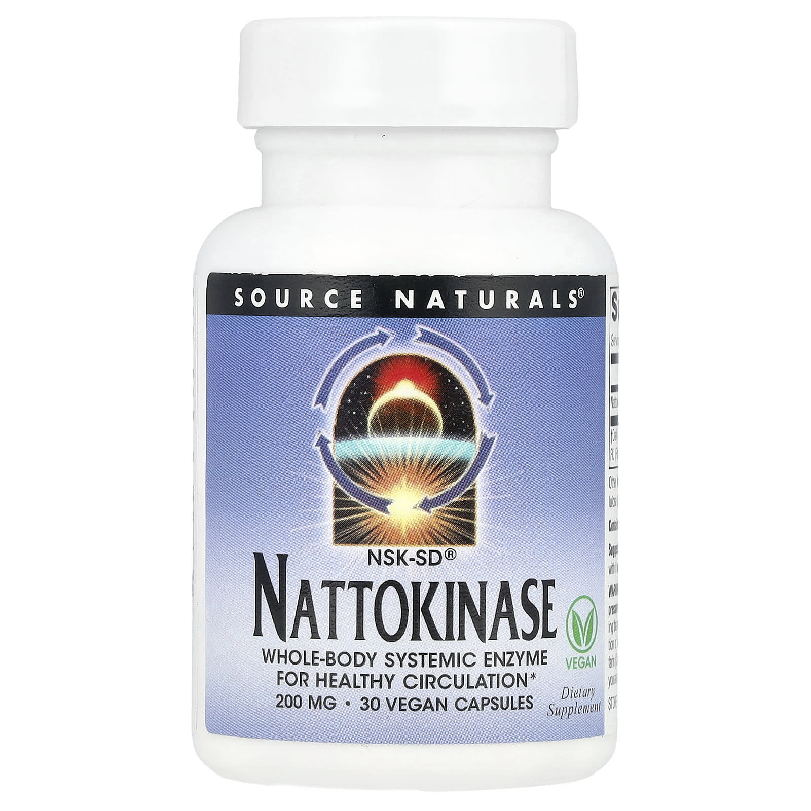 Source Naturals, NSK-SD®, Nattokinase, 200 mg, 30 Vegan Capsules - Image 1
