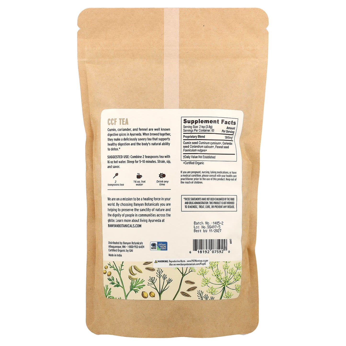 Banyan Botanicals USDA Organic 3-Seed Digestive Tea - Caffeine Free - Image 2