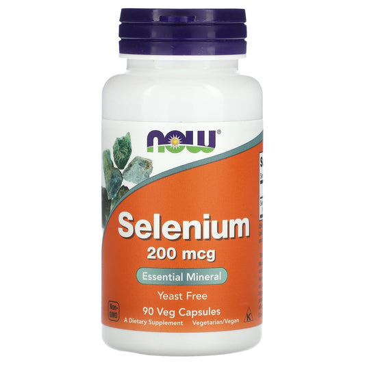 NOW Foods, Selenium, 200 mcg, 90 Veg Capsules - Image 1