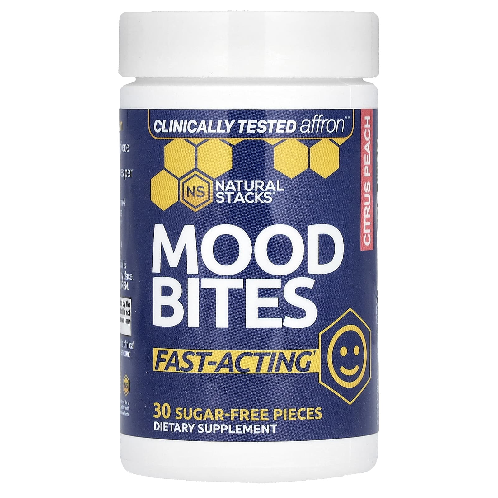 Natural Stacks, Mood Bites, Citrus Peach, 30 Sugar-Free Pieces - Image 1