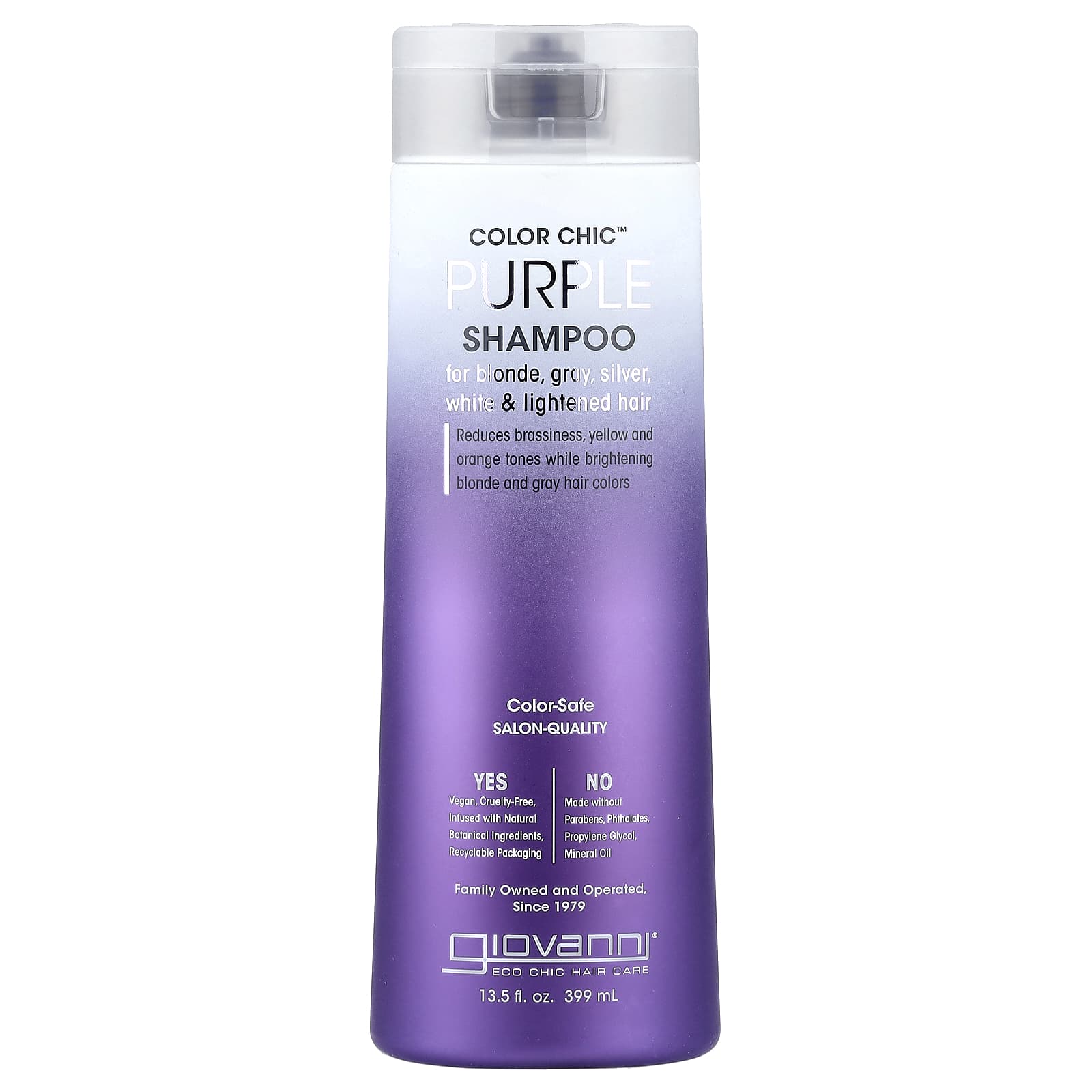 Purple Shampoo for Blonde, Gray & Silver Hair by Giovanni - Color-Safe & Cruelty-Free - Image 1