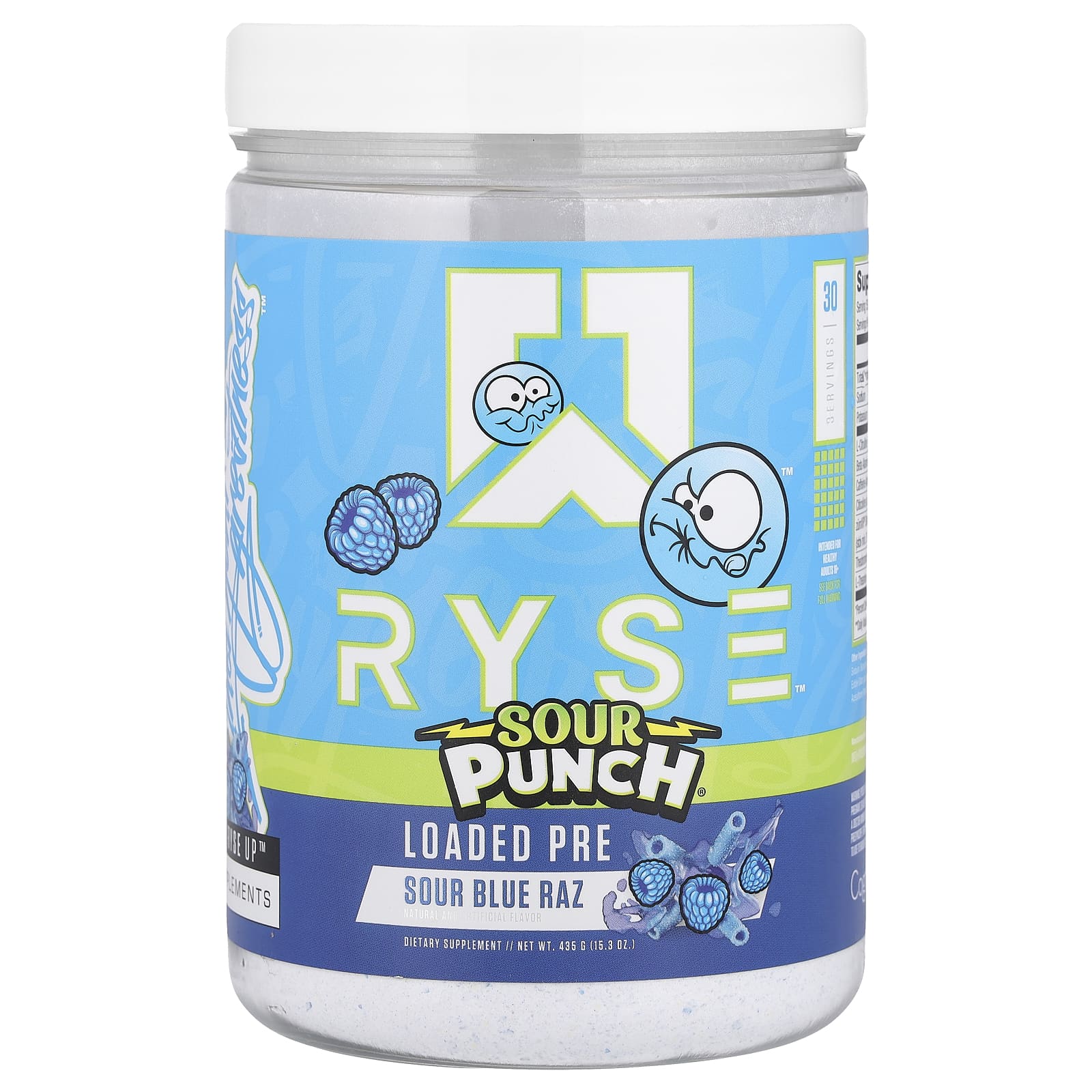 RYSE, Loaded Pre, Sour Punch® Sour Blue Raz, 15.3 oz (435 g) - Image 1