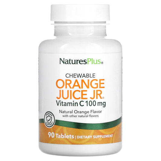 NaturesPlus, Chewable Orange Juice Jr, Vitamin C, Natural Orange, 100 mg, 90 Tablets - Image 1