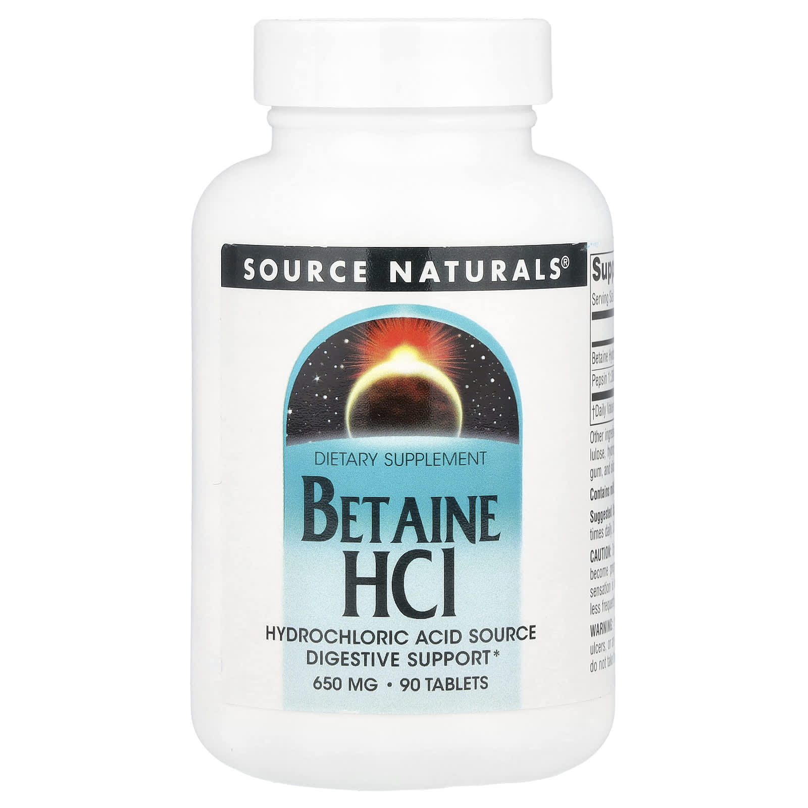 Source Naturals, Betaine HCI, 90 Tablets - Image 1