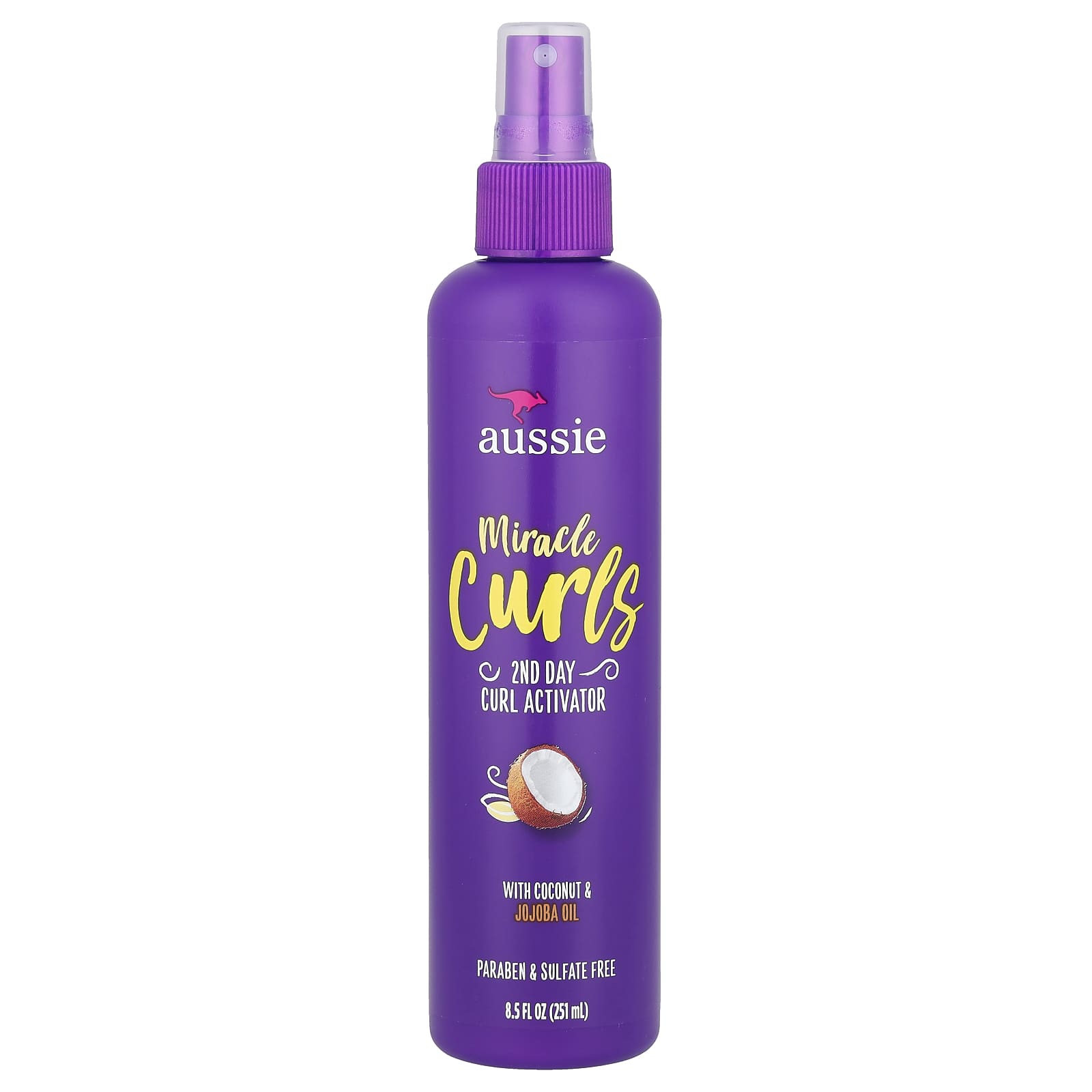 Aussie Miracle Curls 2nd Day Curl Activator with Coconut & Jojoba Oil, 8.5 fl oz - Image 1