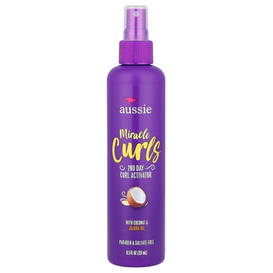 Aussie Miracle Curls 2nd Day Curl Activator with Coconut & Jojoba Oil, 8.5 fl oz - Image 1