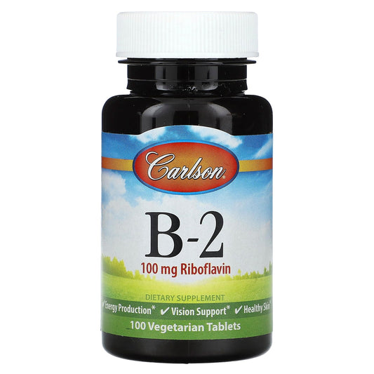 Carlson Vitamin B2 100mg Vegetarian Supplements for Energy & Vision - Image 1