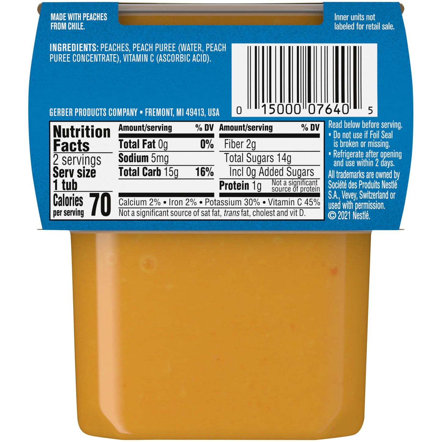 Gerber Natural Baby Food, 2nd Foods Peach 2-Pack, 4oz each, Non-GMO - Image 2